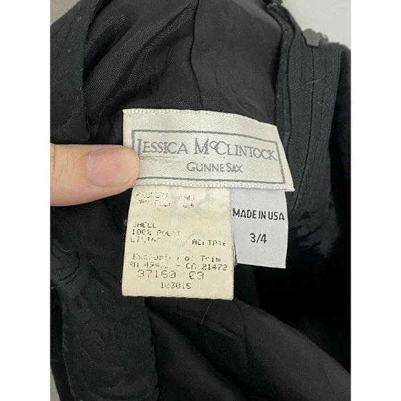 Jessica McClintock Gunne Sax Vintage 90’s Black Paisley Halter Dress Size 3/4 B4 - Picture 3 of 5